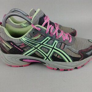Asics Gel-venture 5 Trail Running Women’s 7 Shoes Sneakers Gray Pink Neon Green
